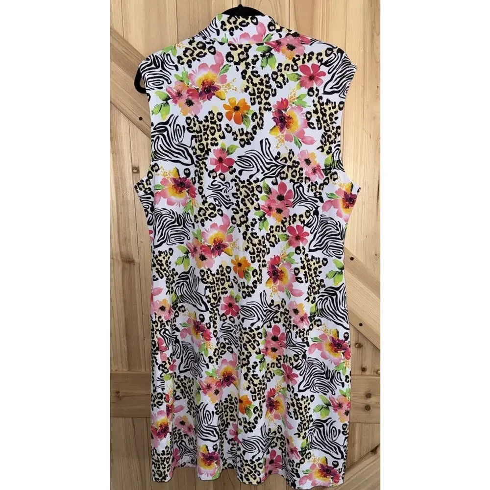 2 - IBKUL Sleeveless Golf Dresses 1 Eva & 1 Blue Kamila Drawstring UPF 50+ Sz XL